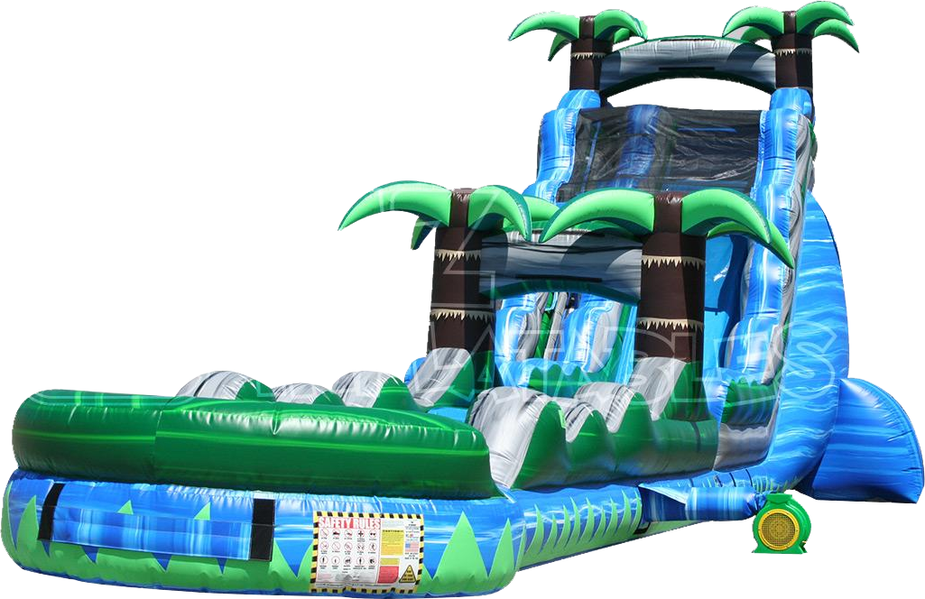 The Blue Crush Inflatable Water Slide And Palms Slip - Blue Crush Water Slide (1025x664), Png Download