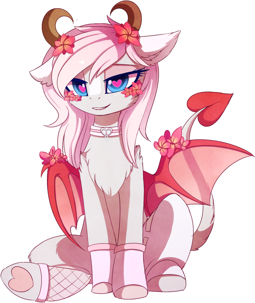 Magnaluna, Chest Fluff, Collar, Commission, Demon, - Heart Eyes Succubus (975x1024), Png Download