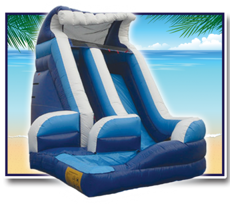 Blue Crush Water Slide - Ez Inflatables 16 Ft. Curvy Water Slide - Ws102 (471x419), Png Download