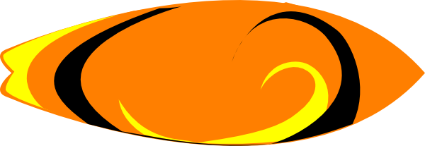 Orange Clipart Surfboard - Orange Surf Board Clipart (600x207), Png Download