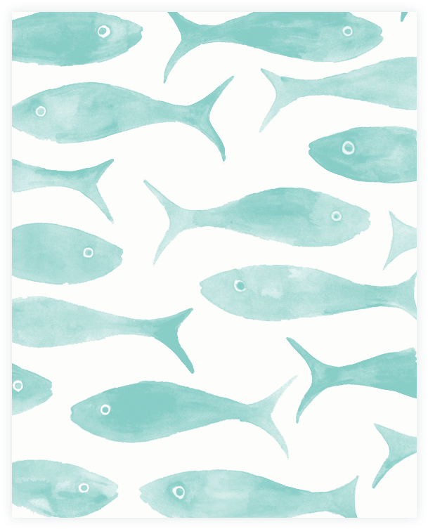 Fishie Watercolor Print - Squaliformes (720x864), Png Download