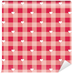 Seamless Hearts Red Vector Background Checkered Pattern - Gingham (400x400), Png Download