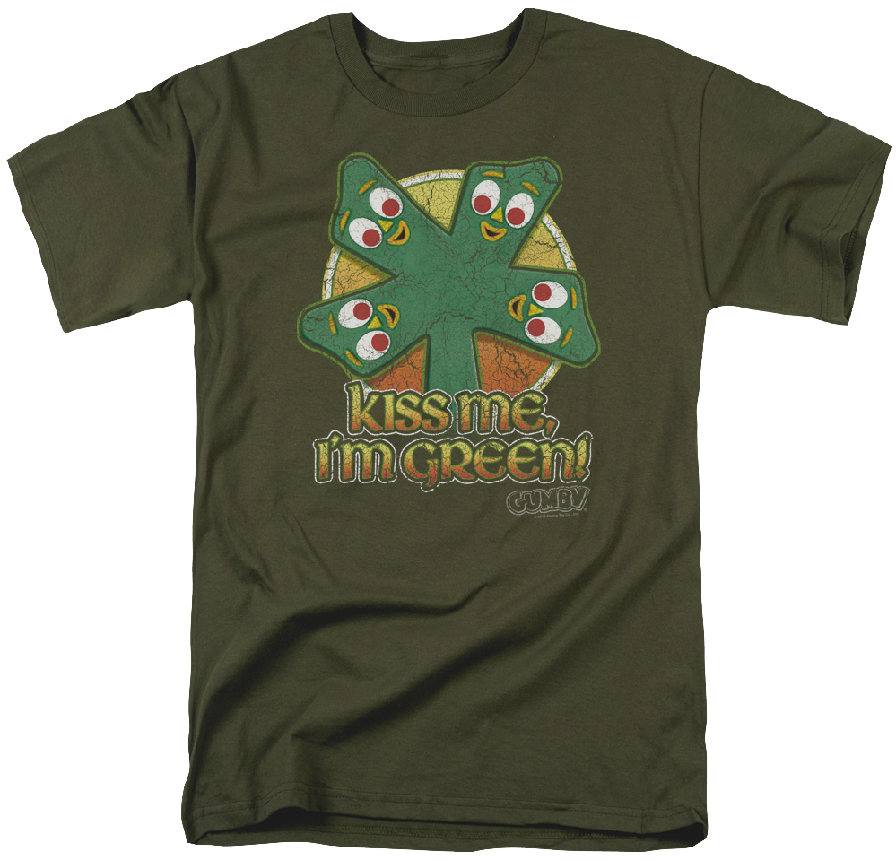Kiss Me Gumby T-shirt - Gumby/kiss Me Junior Sheer In Military Green, Girl's, (999x959), Png Download