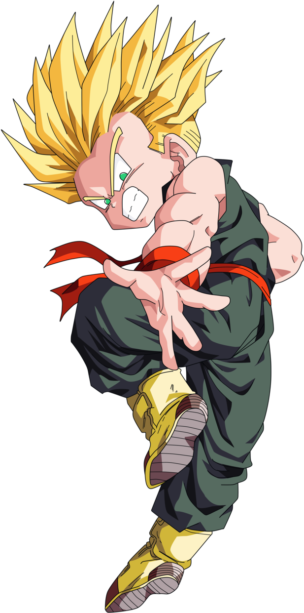 Kid Goku, Dragon Ball Gt, Trunks Super Saiyan, Goku - Kid Trunks Super Saiyan Png (632x1264), Png Download