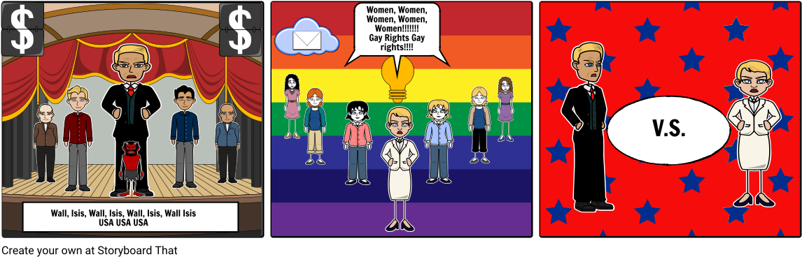Trump Hillary Political Cartoon - Women's Right Political Cartoons (1164x385), Png Download