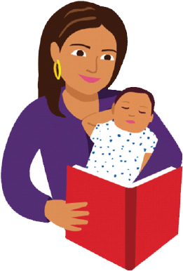Baby Vector Reading - Mom And Baby Reading Book Cartoon (292x414), Png Download