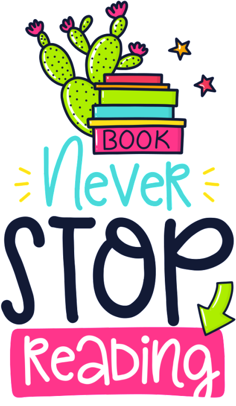 Hand Drawn Cartoon Never Stop Reading Card Vector - Euclidean Vector (1024x1024), Png Download