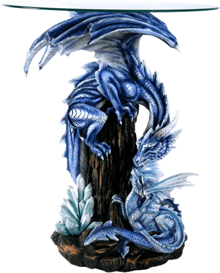 Ice Dragon Family End Table - Dragon Table (555x555), Png Download