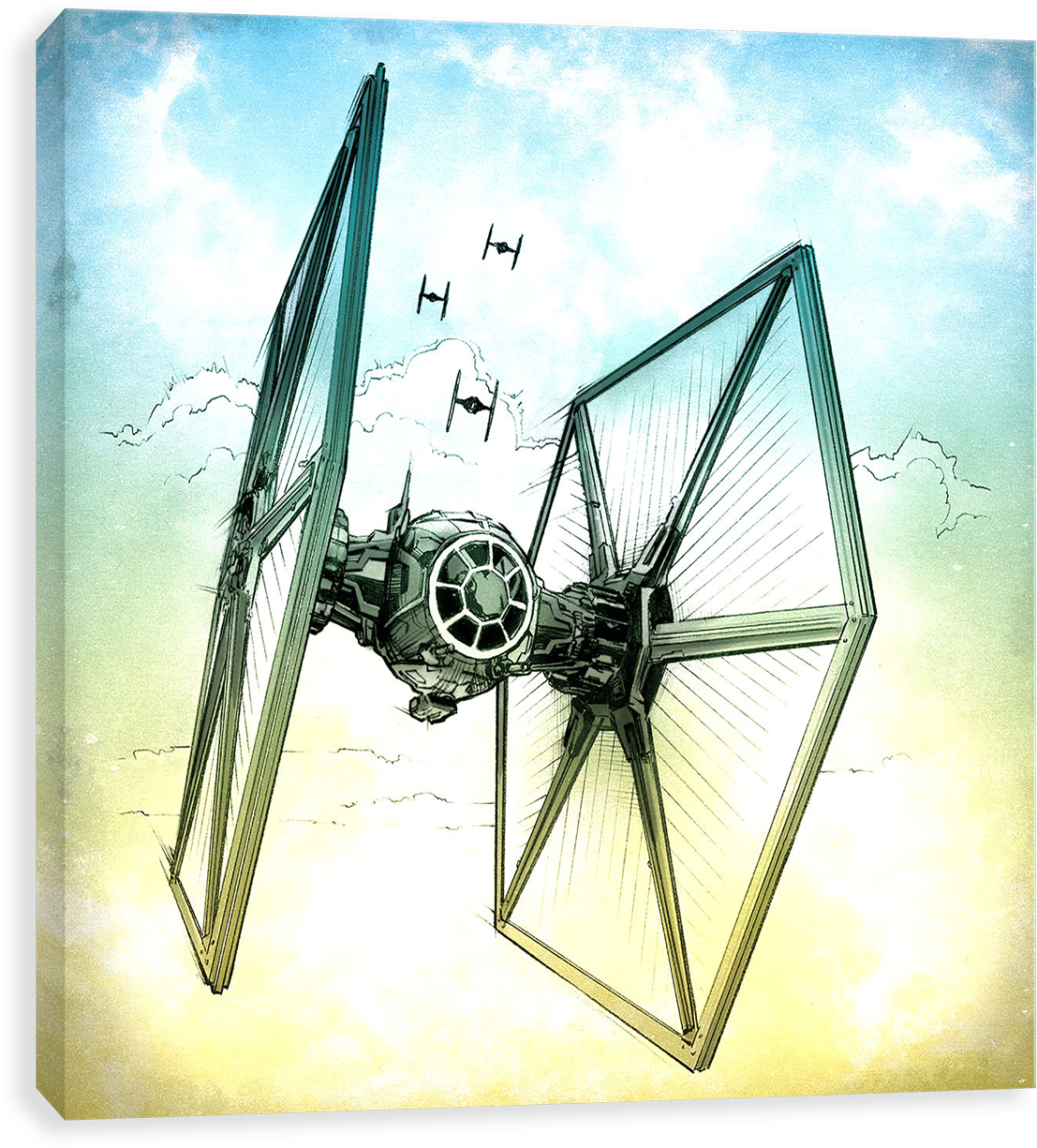 Tie Fighters In Atmosphere - Star Wars: Episode Vii - Tie Fighter Pencil Art (1280x1280), Png Download