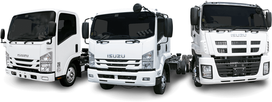 New Isuzu Trucks - Three Trucks Png (900x380), Png Download