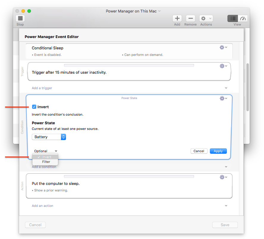 Invert Is An Optional For Conditions In Power Manager - Portable Network Graphics (888x804), Png Download