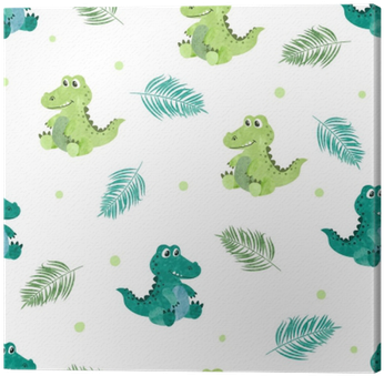 Seamless Pattern With Cute Watercolor Crocodiles - Vector Graphics (400x400), Png Download