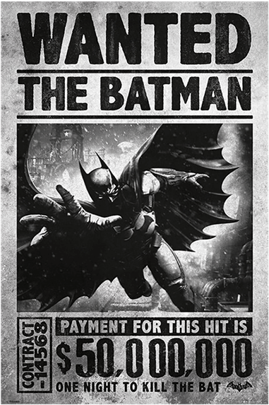 Batman Arkham Origins Wanted Poster (600x600), Png Download