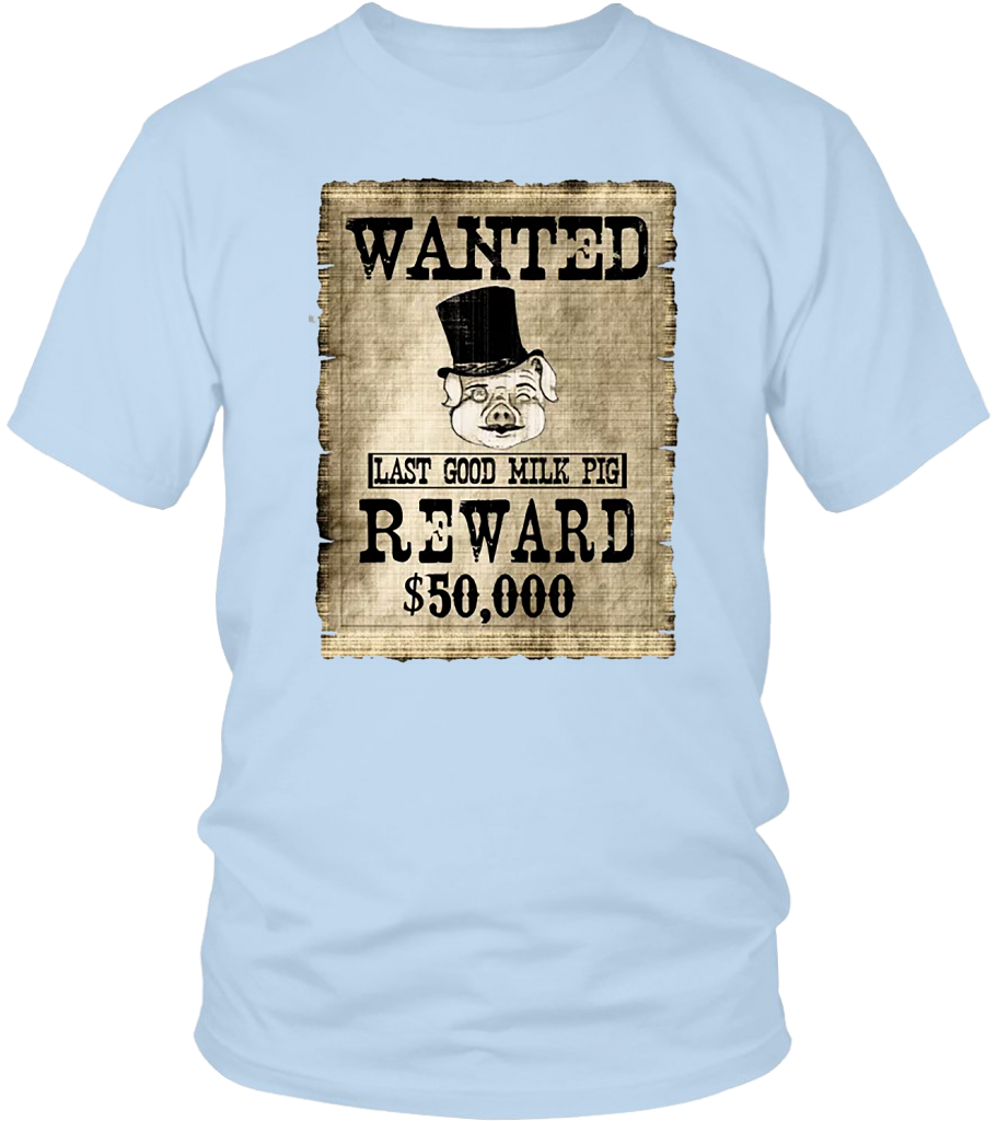 Milk Pig Wanted Poster T Shirt - Kids Abraham Lincoln Tshirt (1024x1024), Png Download