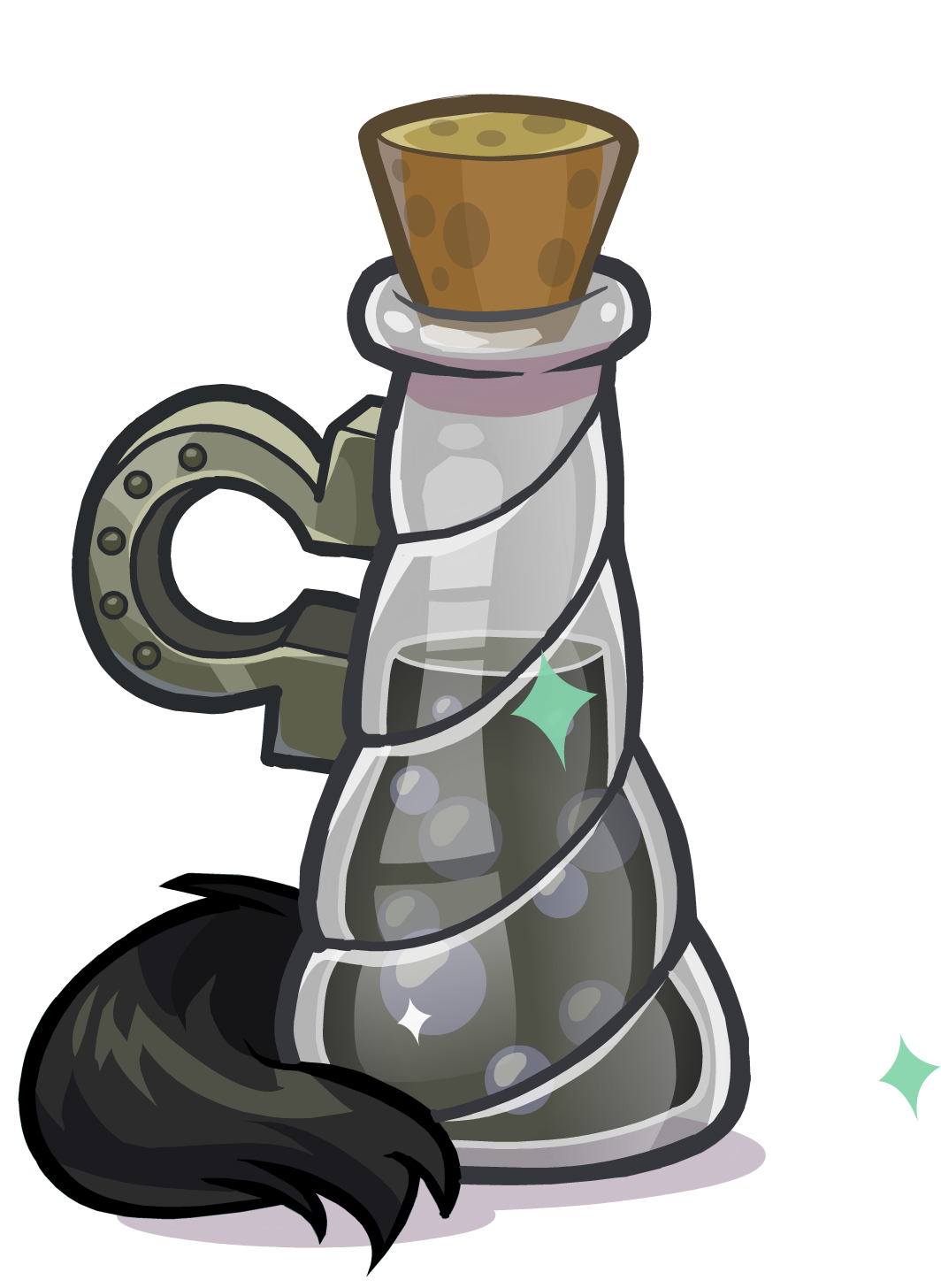 Medieval 2013 Potions Black Puffle Unicorn - Club Penguin Puffle Unicornio (1064x1456), Png Download