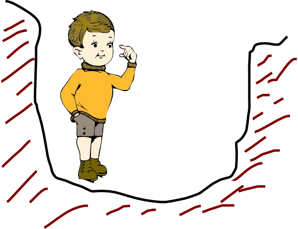 Boy In A Pit Clip Art - Clip Art Black And White Pit (600x460), Png Download