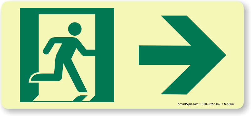 Zoom, Price, Buy - Exit Sign With Directional Arrow (800x371), Png Download