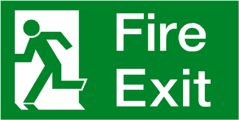 Fire Exit Sign Left - Fire Exit Direction Signs (600x600), Png Download