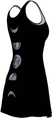 Moon Phases Flare Dress Reversible Little Black Dress - Little Black Dress (582x519), Png Download