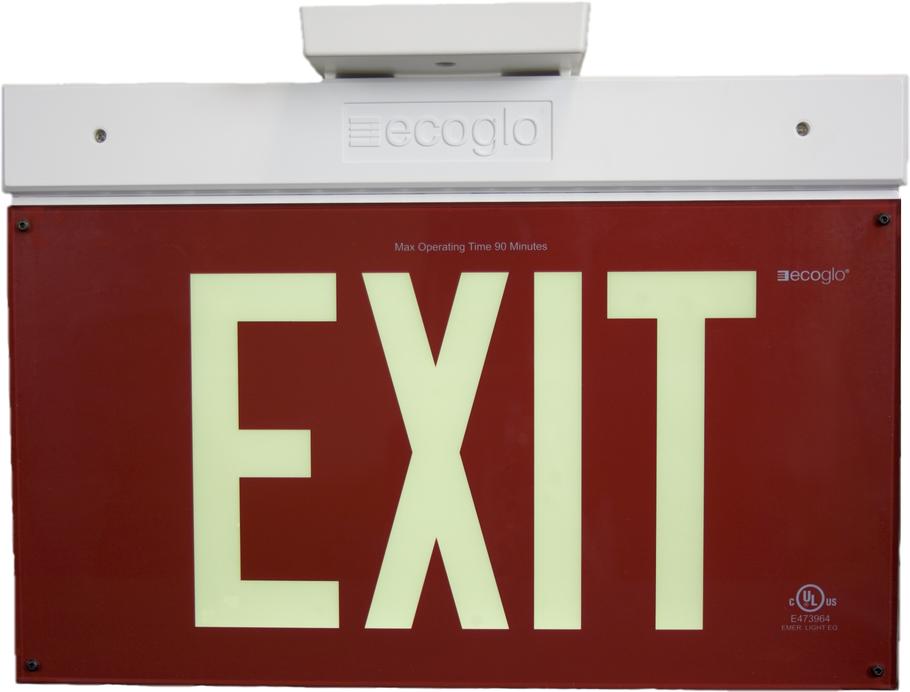 Red Photoluminescent Exit Sign - Exit Sign (2481x1415), Png Download