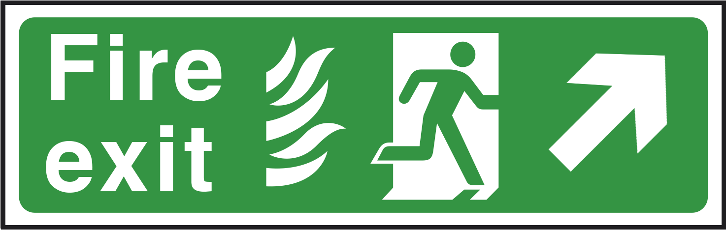 Arrow Up Right - Office Emergency Exit Sign (1600x1600), Png Download