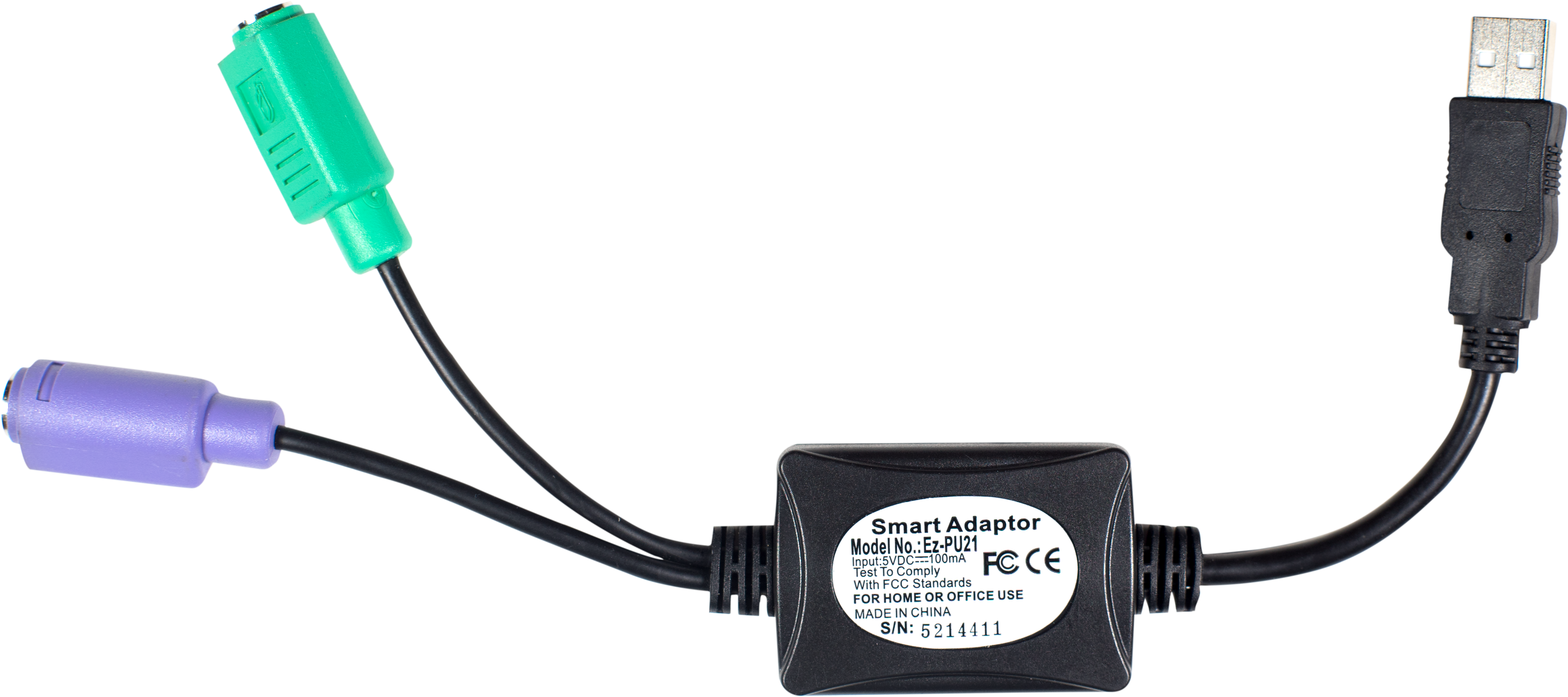 Ez-pu21 Ps2 To Usb Rear - Usb (4563x2030), Png Download