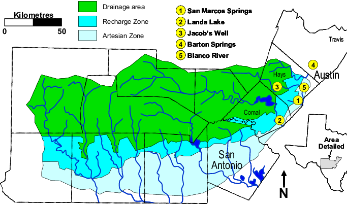 Map Of South Central Texas Showing Aquifer Discharge - Map (683x404), Png Download