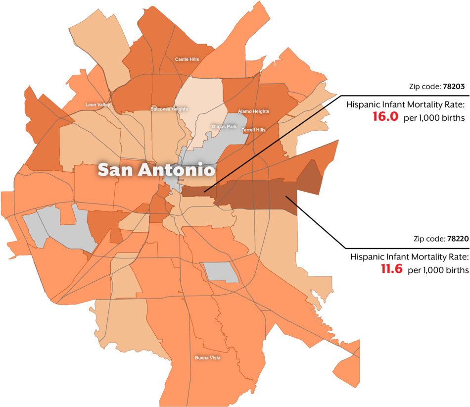 Hispanic Infant Mortality Rate By Zip Code In San Antonio, - Texas Infant Mortality Rates (1000x884), Png Download