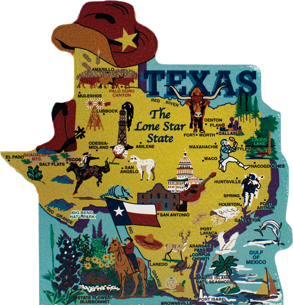 United States Map, Texas The Lone Star State (961x1000), Png Download