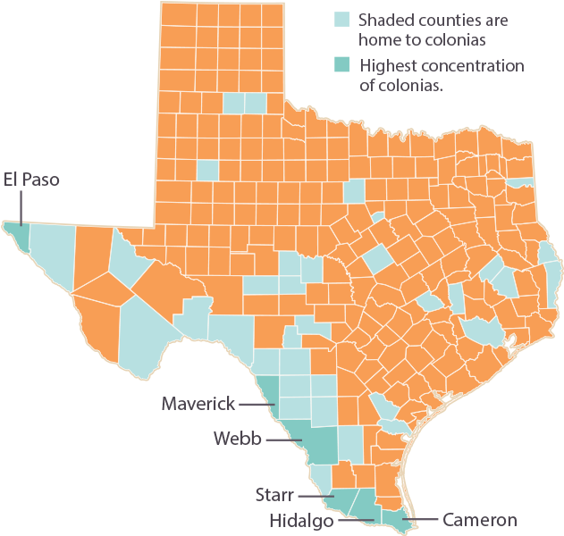 Counties With Colonias In Texas - Maps Of Colonias In Texas (640x622), Png Download