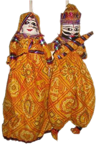 Rajasthani Puppets In Yellow Colour - Rajasthani Culture Image Png (638x480), Png Download