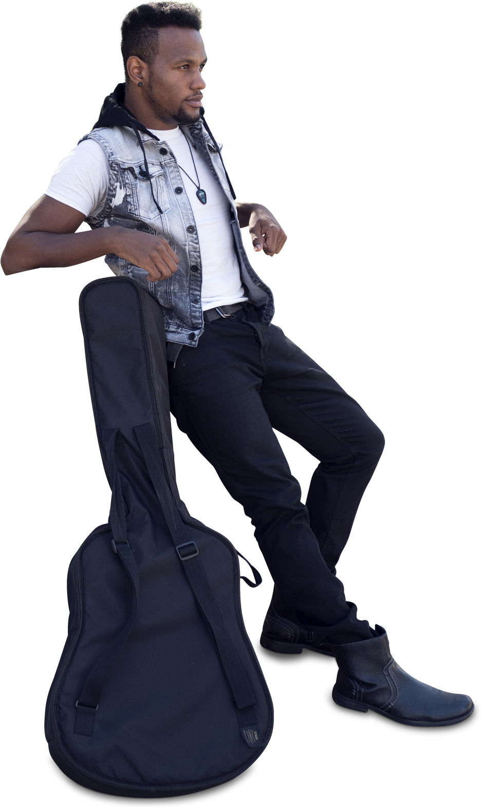 Music Artist Man With Guitar - African American Cut Out (971x1599), Png Download