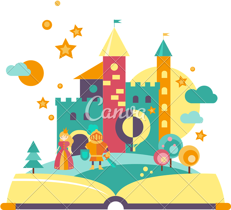 Imagination Concept - Fairytale Open Book Vector (800x800), Png Download
