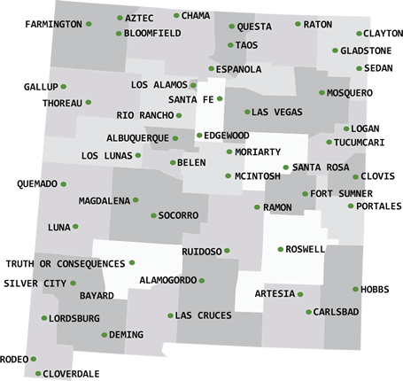 New Mexico Map - Ciudades De New Mexico Usa (455x430), Png Download