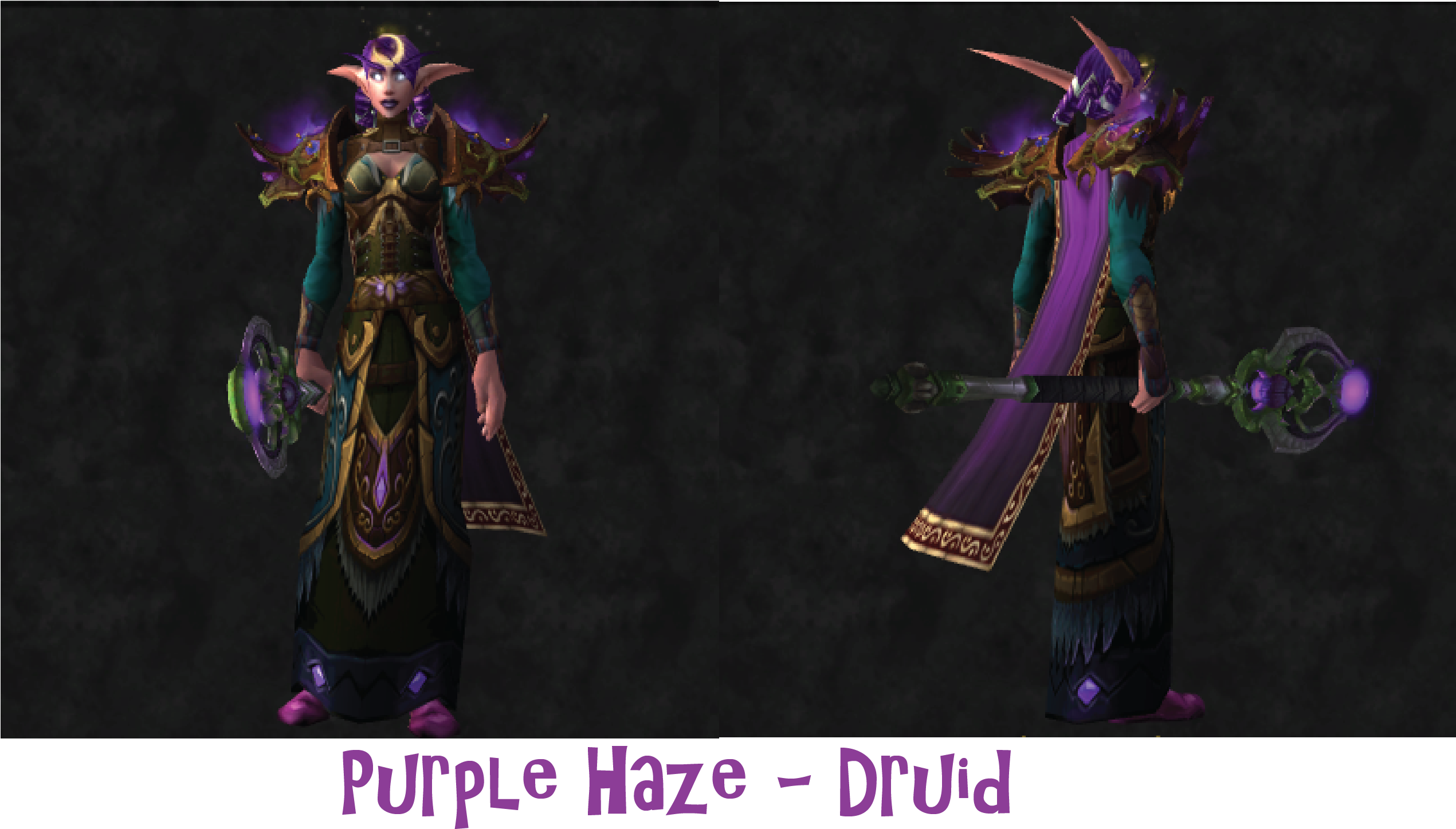 Kungpow Druid Transmog - Purple Transmog Set For Druid (2540x1697), Png Download