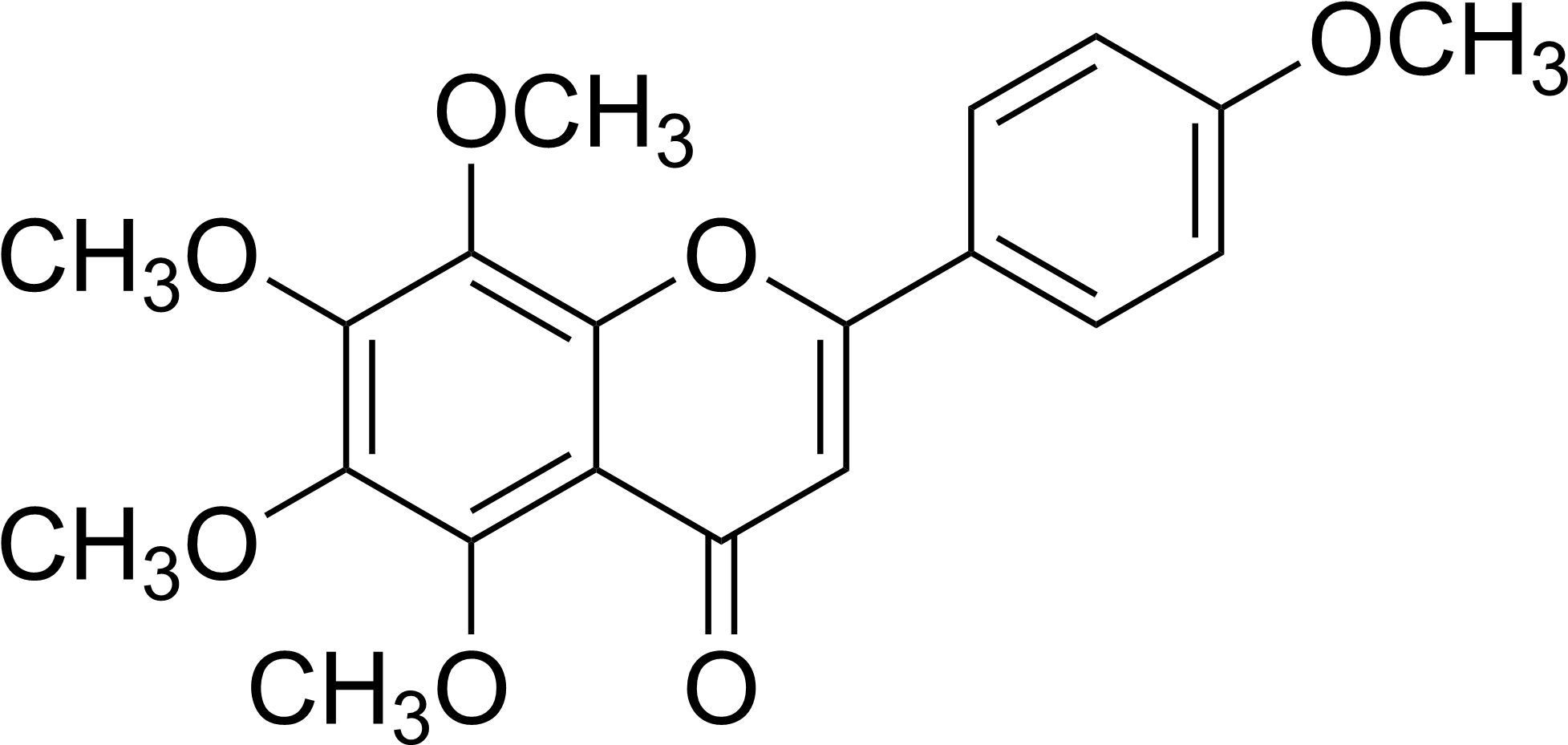 Tangeritin Structure - Quercetin 3 7 Dimethyl Ether (1981x945), Png Download