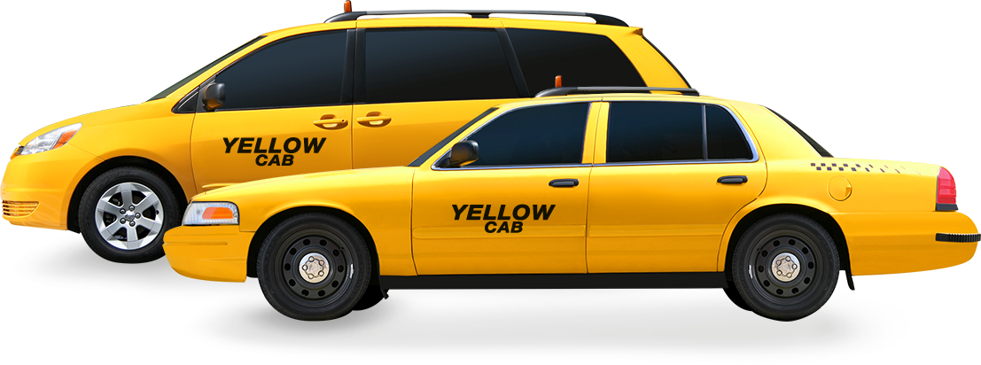 Cab - Yellow Taxi (1107x412), Png Download