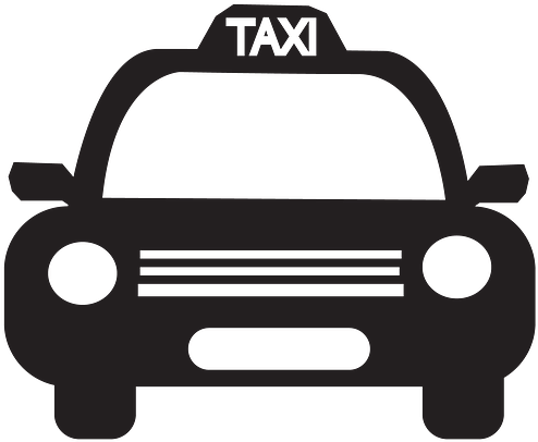 Taxi Clipart Transparent - Taxi Black And White Clip Art (500x422), Png Download