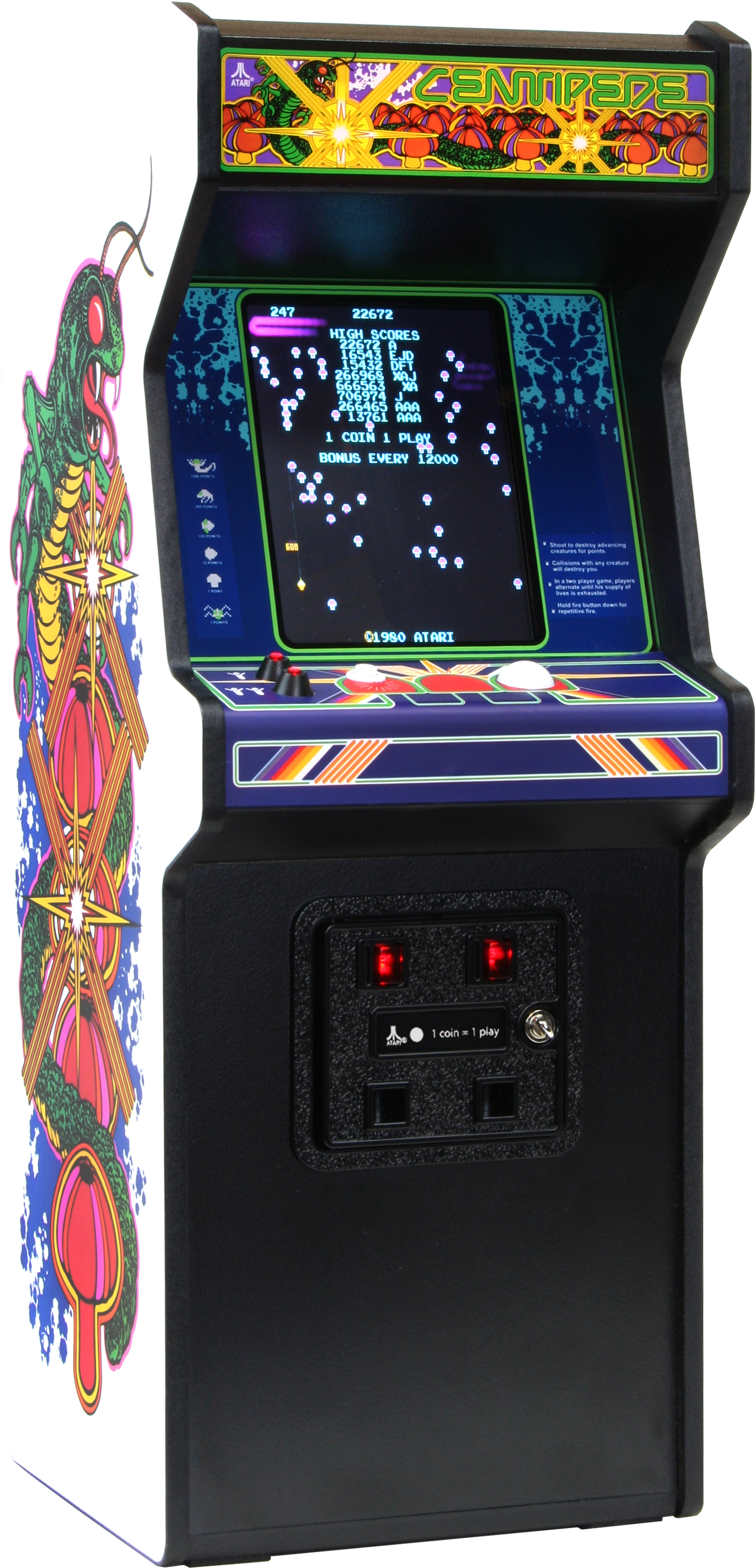 Replicade X Centipede Mini Arcade - Centipede (1931x3220), Png Download