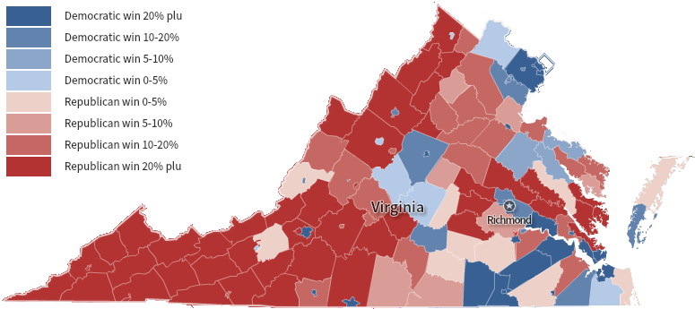 In The 2012 Campaign For President, Democratic Incumbent - Electoral Map 2016 County Virginia (782x351), Png Download