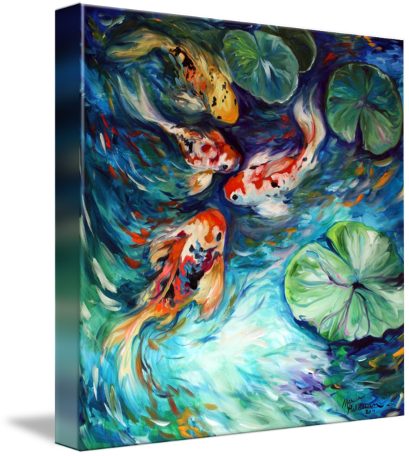 "dancing Colors Koi" By Marcia Baldwin, Shreveport, - Dancing Colors Koi (584x650), Png Download