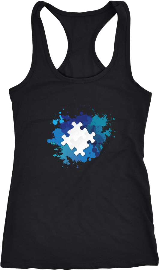 Autism Puzzle Watercolor Splash - Lesbian Shirt Racerback Tank Top T-shirt. Funny Lesbian (1000x1000), Png Download