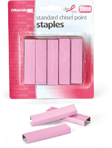 Breast Cancer Awareness Standard Staples, 105 Per Strip, - Officemate Breast Cancer Awareness Standard Staples, (380x500), Png Download
