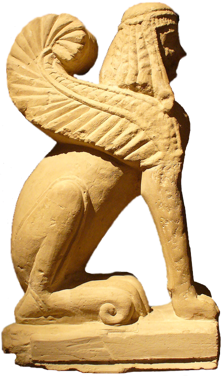 Chiusi Etrusc Sphinx - Carving (452x761), Png Download