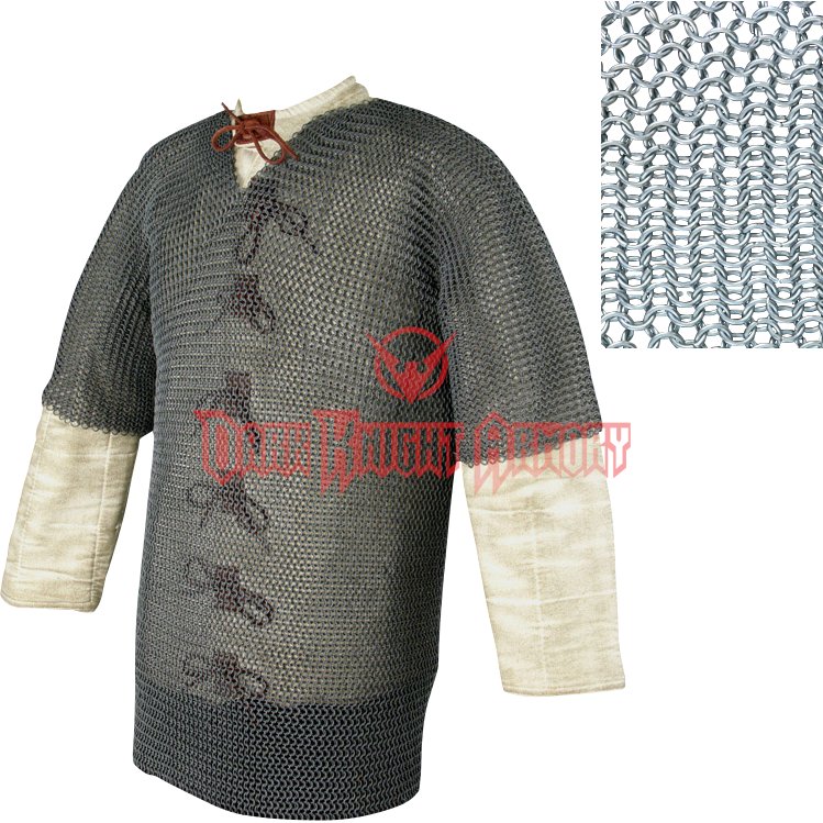 Half Sleeve Round Ring Chainmail Hauberk - Chainmail Shirt (749x749), Png Download