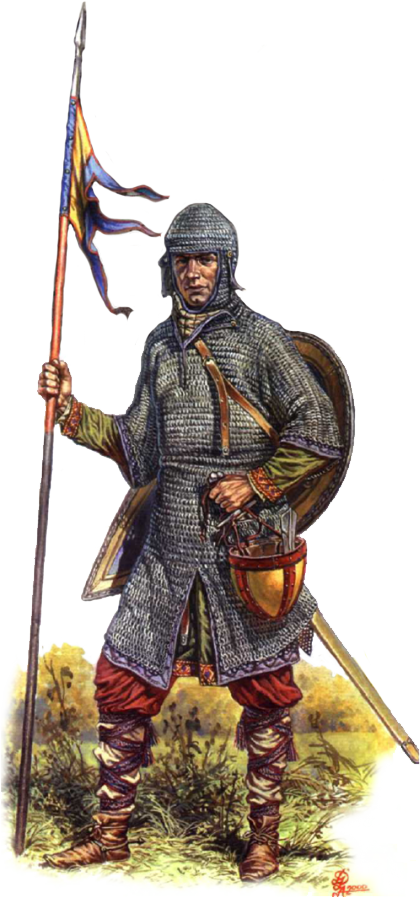 The Average Knight In The Anarchy Period Wears Chainmail - 11th Century Norman Knight (420x898), Png Download