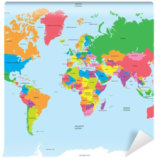 Political Map Of The World Vector Wall Mural • Pixers - A4 Map Of The World (400x400), Png Download