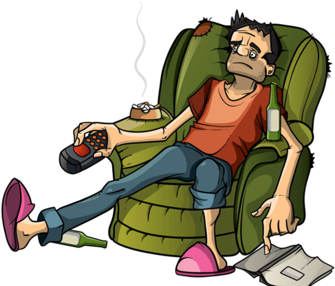 Share This Image - Man Watching Tv Cartoon Drawing (600x425), Png Download