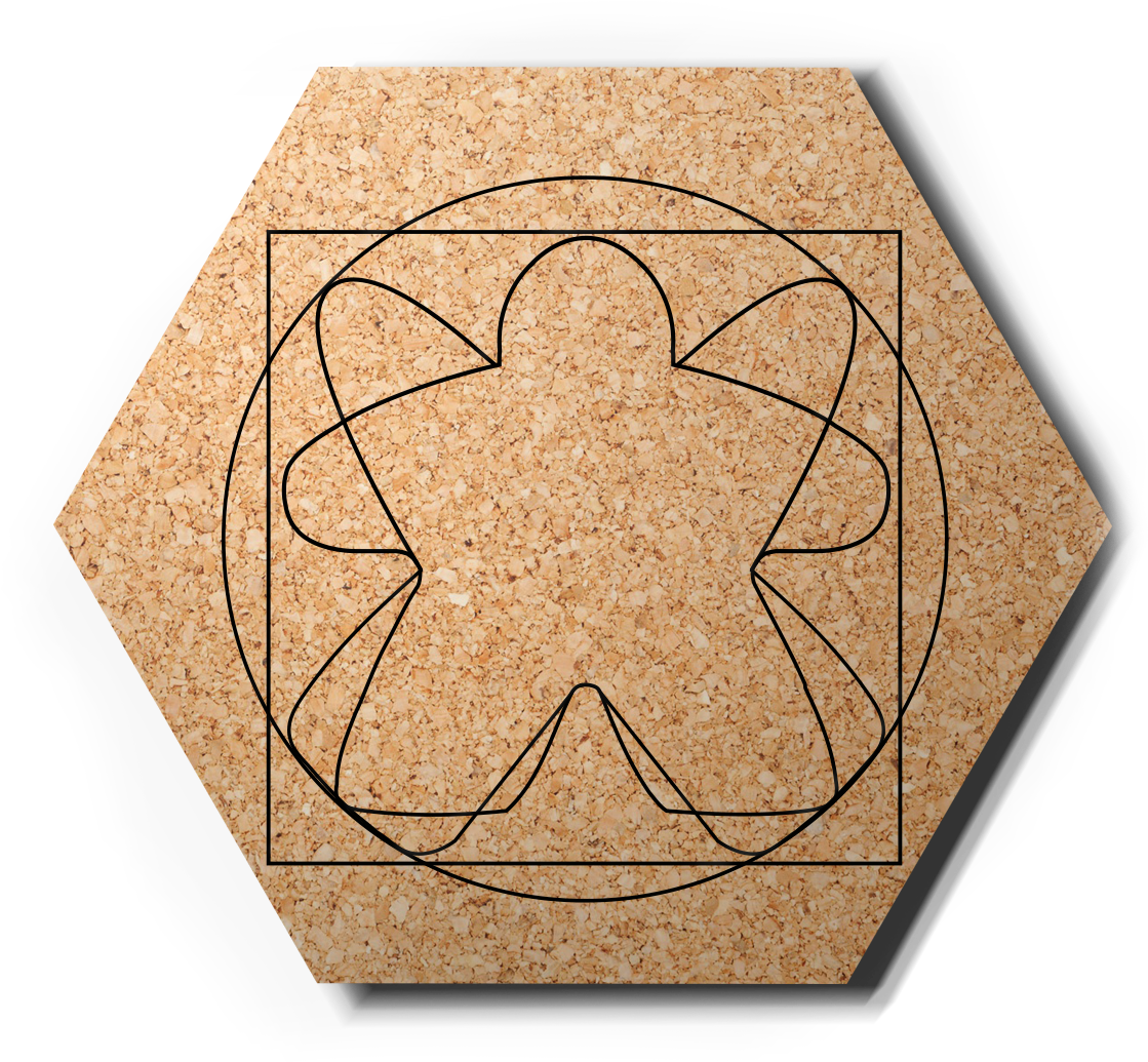 Set Of 7 Cork Pads “meeple Da Vinci” - Cork Board Journal [book] (1225x1133), Png Download