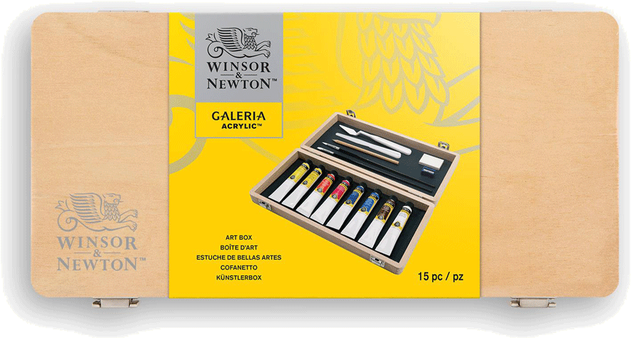 Winsor & Newton Galeria Acrylic Small Wood Box Set - Winsor & Newton Galeria Acrylic Small Wood Box (1000x629), Png Download